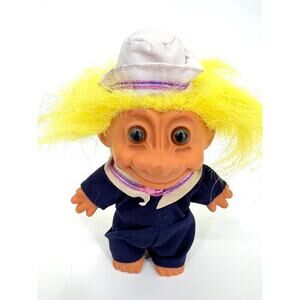 Vintage RUSS Lucky Troll Doll Sailor Yellow Hair Brown Eyes
